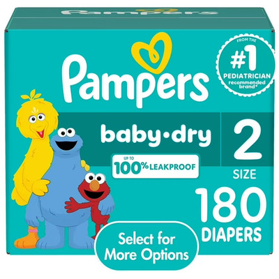 Pampers Baby Dry Diapers Size 2, 180 Count (Select for More Options)  SALE DEAL