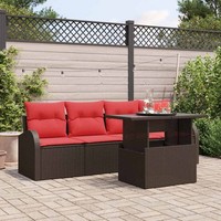 Vidaxl Gartensofa-Set Mit Kissen Mit Kissen 5 Pcs Braun Poly Rattan Neu