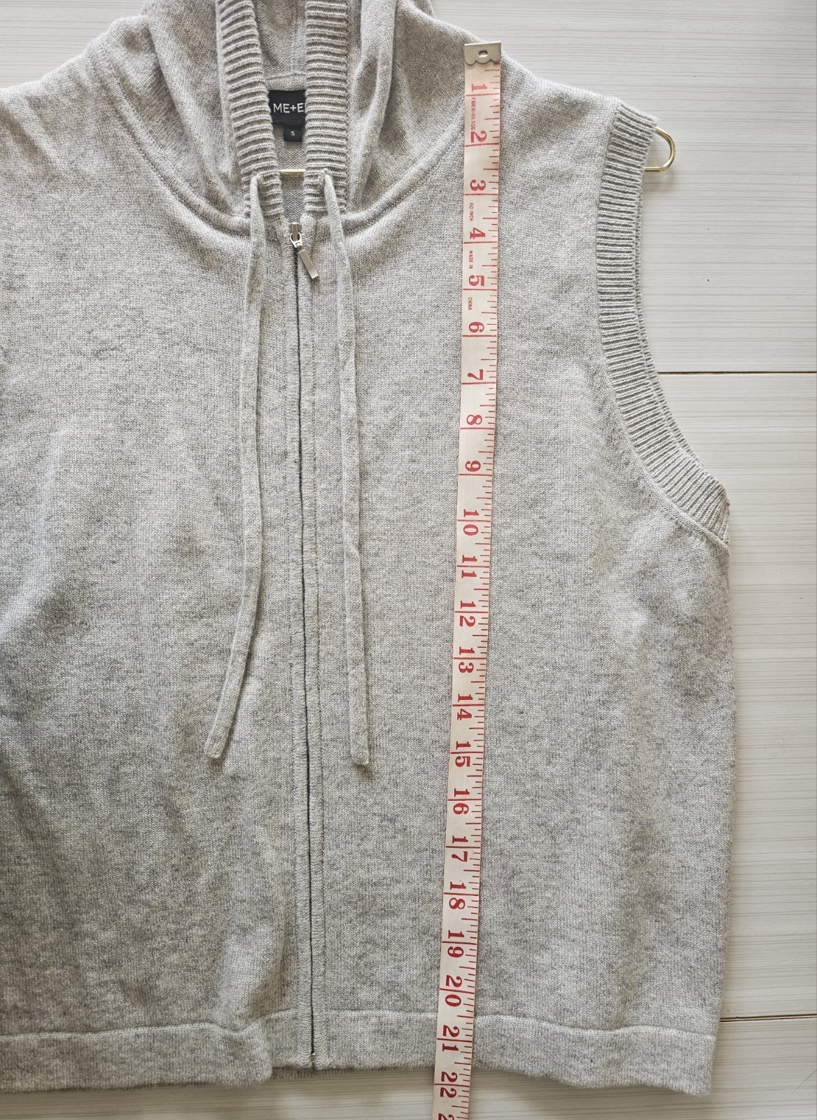ME+EM 100percent Cashmere Sleeveless Zip Hoodie Size S Grey Hooded Gilet RRP £195 image 6