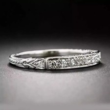 Art Deco Style 2.2Ct Lab Created Diamond Engagement Band 14K White Gold FN Ring