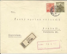 Bohemia and Moravia Sc#50,#53c Prague 13/1/42 Registered 