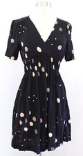 HD in Paris Anthropologie Felicity Black Polka Dot Print Mini Dress Size 2