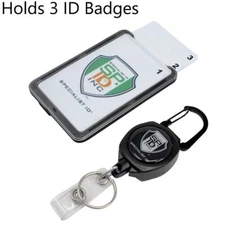 Specialist ID Heavy Duty Retractable Badge Reel with THREE Card Holder & Keyring