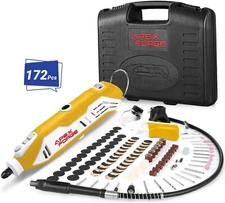 Rotary Tool Kit, Keyless Chuck, 172 Accessories, Engraving, M6 Yellow