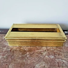 Vintage Brass Gold Tone Metal Vanity Tissue Box Cover Holder Regency/ MCM