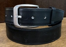 Mens Black Leather Money Belt Sz 34 1-3/8 Wide USA VGUC