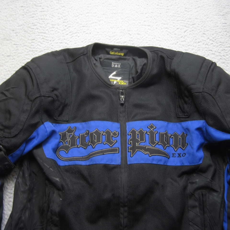 Chaqueta acolchada Scorpion EXO para hombre M negra azul malla armadura montar motocicleta Foto 4 de 4