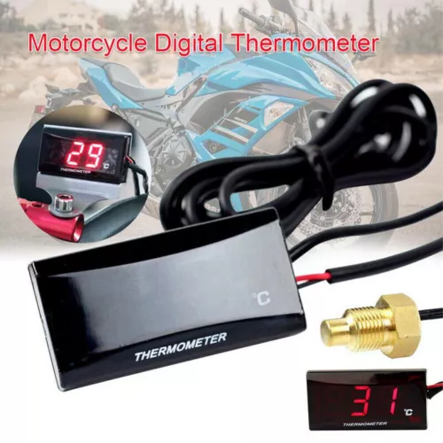 Indicador digital de temperatura de agua de refrigeración para moto termómetro sensor LCD rojo DC 12V - Imagen 2 de 12