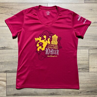 Run Disney Womens Goofy Tower Of Terror 10 Miler 2022 Shirt Size M Cranberry