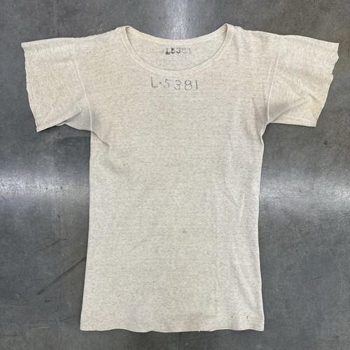 Vintage 1940s US Navy Thermal T Shirt Cut Off Stencil Medium Distressed