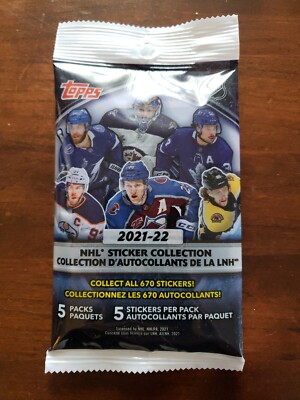 Tops Sticker Books Topps 2021-22 NHL Sticker Collection Pack 5 Stickers Per Pack Collect ...