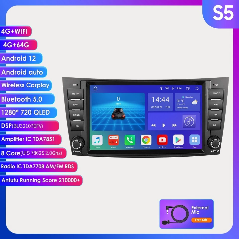 6+64G 8Core Android 13 Carplay Car Radio For Mercedes Benz E-W211 E320 E500 E350 - Image 4 of 4