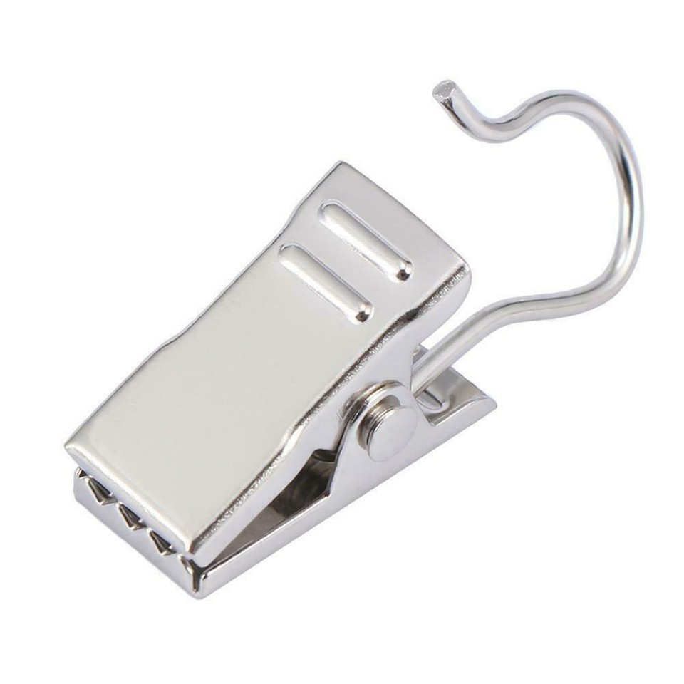 Steel Curtain Rod Hook Clips Window Shower Rings Curtain Clamps L6L1.AU