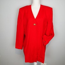 vtg CHRISTIAN DIOR Red Poppy Jacket coat SUIT SIZE 18 blazer