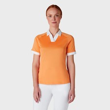 Image of Callaway Ladies Short Sleeve Colour Block Golf Polo in Papaya Orange