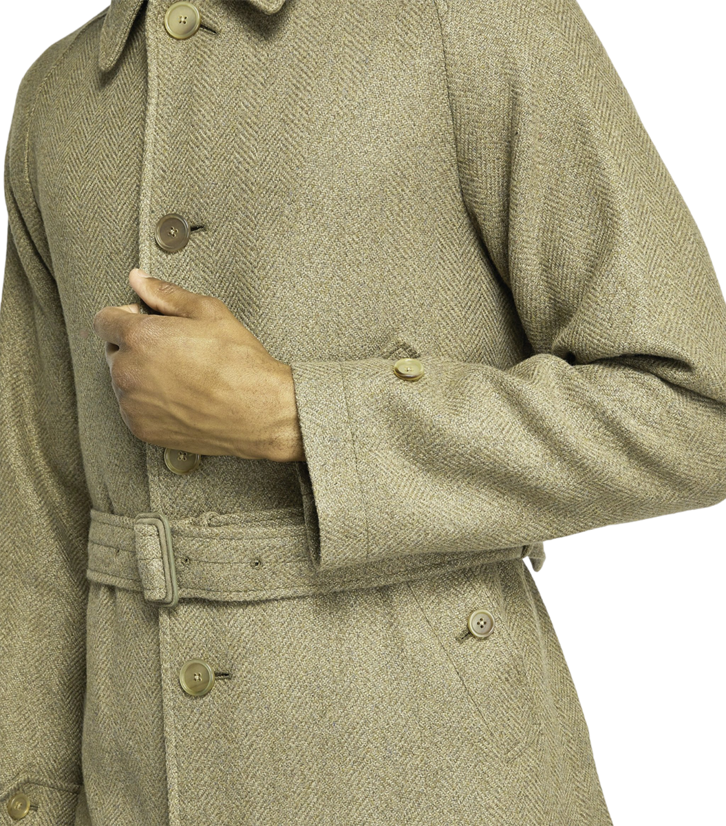 Ralph Lauren Purple Label Silk Wool Balmacaan Belted Top Coat 46 R