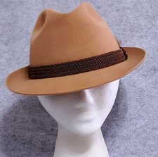 STETSON HAT VINTAGE KEY CLUB CAMEL TAN ULTIMATE FINISH FEDORA 7 1/8