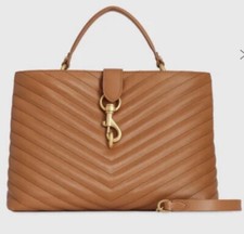 Rebecca Minkoff Edie Purse Top Handle Satchel Caramello Brown Quilted Purse New