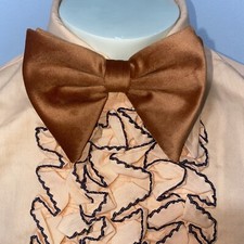 Vtg Mens Bow Tie Floppy Wide Velour Necktie Prom Tuxedo Burnt Orange 70s 80s New