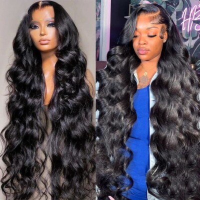 Echthaarperücken Lace Front Perücken 30inch 36inch Angebot extra lang Damenperücken UK wellig