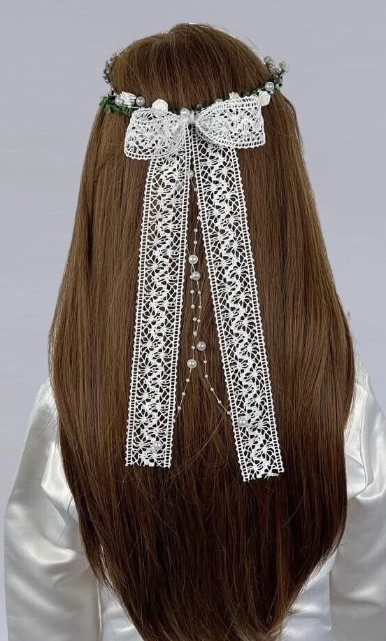 Kopfschmuck Haarschmuck Haargesteck zum Kommunionkleid weiß *40 - Bild 2 von 3