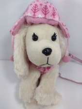 Poochie Co. Puppy Dog Purse With Winter Hat Coat Collar Pink Crossbody Strap
