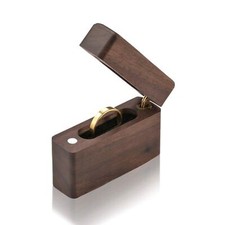 Yoption Ring Box, Handcrafted Walnut Wood Jewelry Box for Wedding Ceremony Ri...