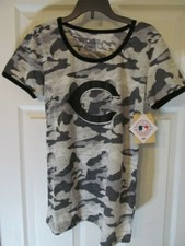 Campus Lifestyle Womens MLB Cincinnati Reds Camo Top, Gray/Black, Sizes S M or L