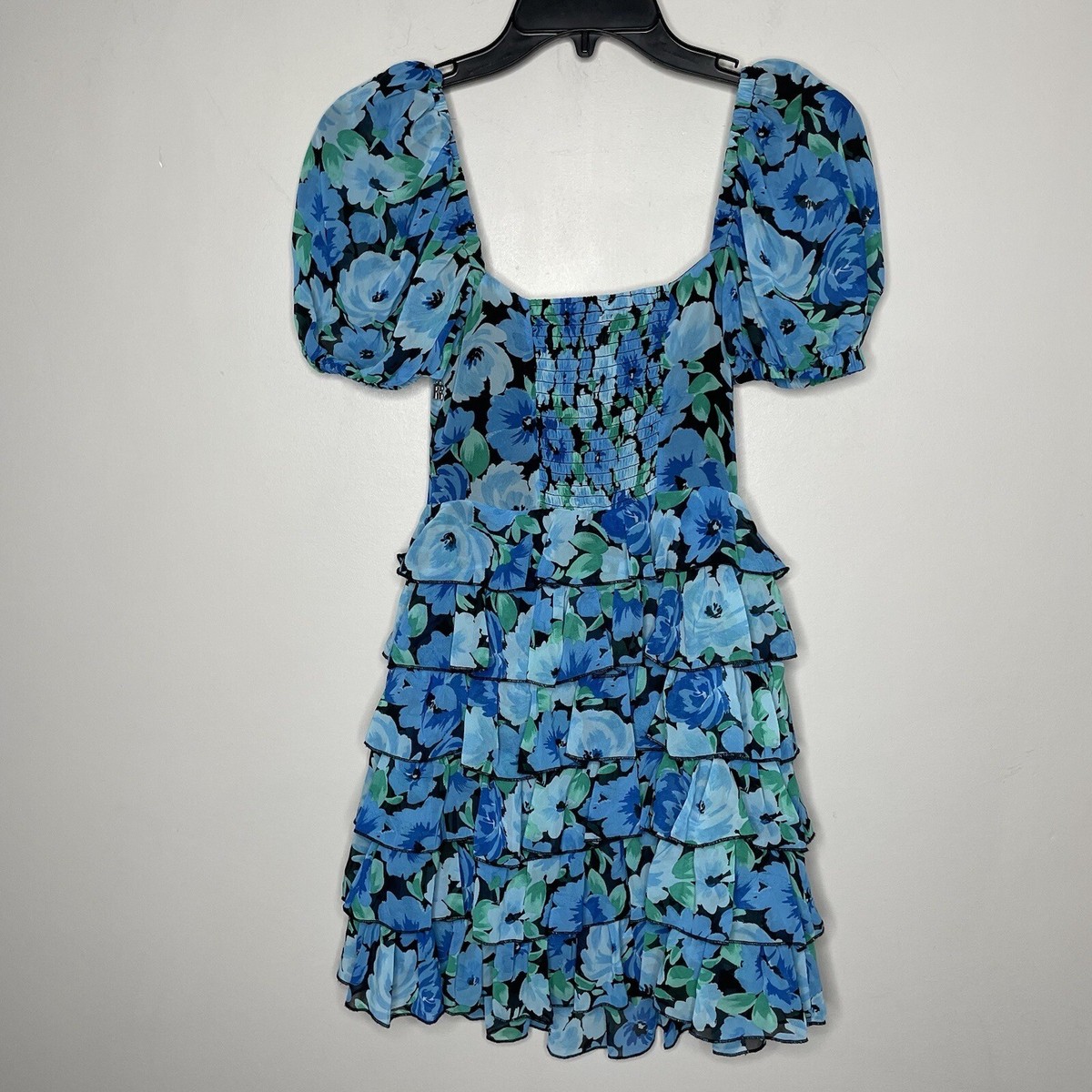 ROTATE Birger Christensen Mini Dress Women 2 Blue Floral Ruffle Tiered Smocked | eBay ROTATE Birger Christensen Mini Dress Women 2 Blue Floral Ruffle Tiered Smocked | eBay