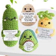4PCS Mini Funny Positive Potato Toy Gift Creative Handmade Knitted Crochet Soft