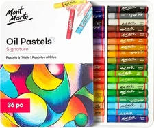 Mont Marte Oil Pastels Set - 36 Pieces - Soft Oil Chalks - Intense Colour