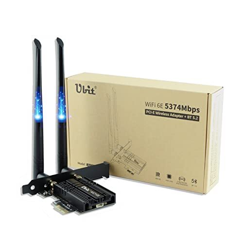 Carte WiFi 6E PCIe Ubit AX210 avec Bluetooth 5.2 et débit tri-bande 5374 Mbps pour PC fixe