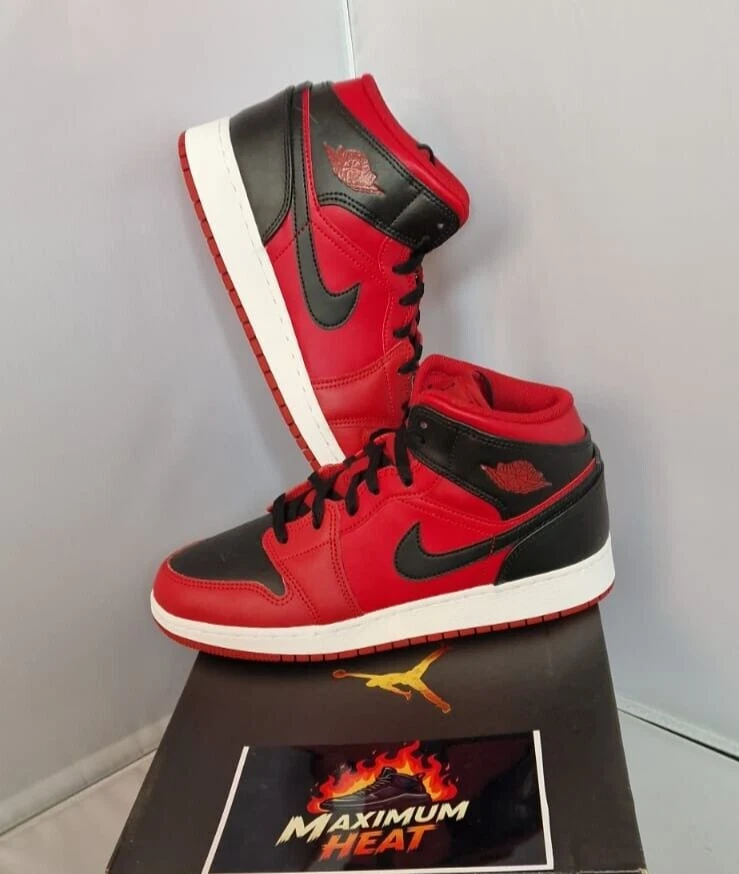 Nike Air Jordan 1 MID REVERSE BRED NERO ROSSO PALESTRA UK 6 EU 40