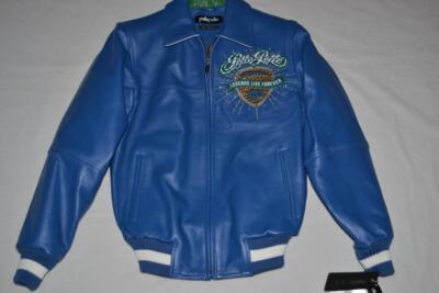 Pelle Pelle Men's LEATHER Jacket LEGEND LIVE FOREVER BLUE