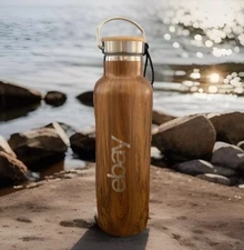Elemental Water Bottle Ebay Branded Brown Wood Grain Insulated 25 oz BPA Free