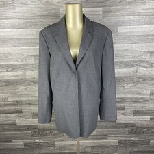 Bill Burns Signature One Button Gray 100% Wool Blazer Jacket Women's Size 14
