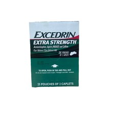 Excedrin Extra Strength Caplets 25 Packets of 2 25/2's Display Box Exp 02/26