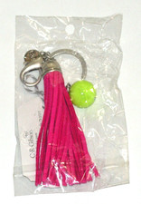 NEW Pink Tassel Keychain with Bead Purse Charm Bag Clip Key Ring NIP NWT