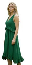 Farm Rio KellylGreen Ruffle Chiffon Dress Medium Sheer Midi Feminine