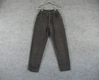 VINTAGE Wrangler Jeans Womens 6 Petite Black High Rise Taper USA Made Fit 24x28