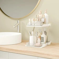 2 Tier Clear Pull Out Organizer Under Sink Bathroom Kitchen Storage Rack