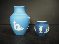 Adams Tunstall Blue & White Porcelain Jasperware Small Vase & Pot