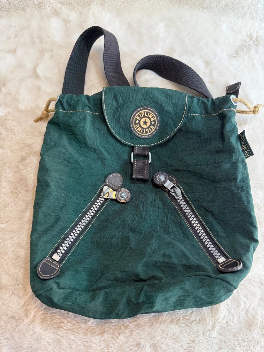 Kipling Dark Green Nylon Mini Drawstring Backpack w/ Gorilla Keychain Kipling Drawstring Backpack Bags & Handbags for Women for  main image 3
