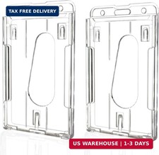 2 Pack Hard Plastic Badge Holders Heavy Duty Clear ID Credit Card Protector