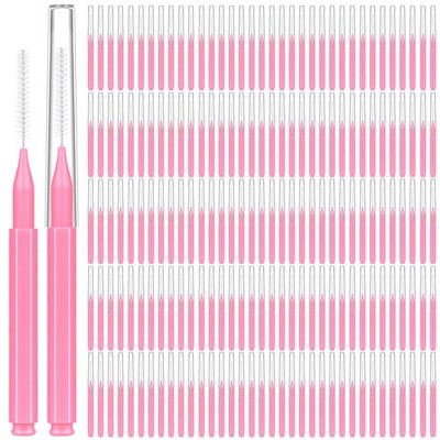 120 PCS Micro Eyebrow Lash Brush Cap Mini Spoolies Lamination Makeup Pink