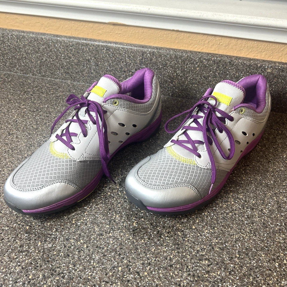 Vionic Zapatos Mujer 12 Gris Púrpura Sintético Parte Superior Baja Con Cordones Correr Gimnasio Tenis Foto 3 de 4
