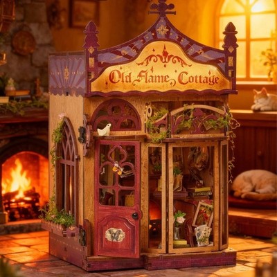DIY Bücherecke Kit tolles Geschenk LED Booknook exquisite Wohndeko für Schreibtisch, Jugendliche