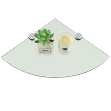 250MM (7MM Thick) Bathroom Glass Corner Shelf Glass Shelf Wall Mounted