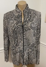 EXC Alex Evenings Black  Silver Bling Embellished Jacket Size Petite XL
