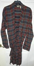 L.L.Bean Men's Big Tall Large Scotch Plaid Cotton bathrobe Belted Collared